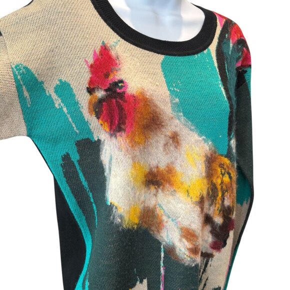 Anthropologie Karen Mather Roosterβ Sweater π S β Artist Collab Knit Pullover - Picture 3 of 7